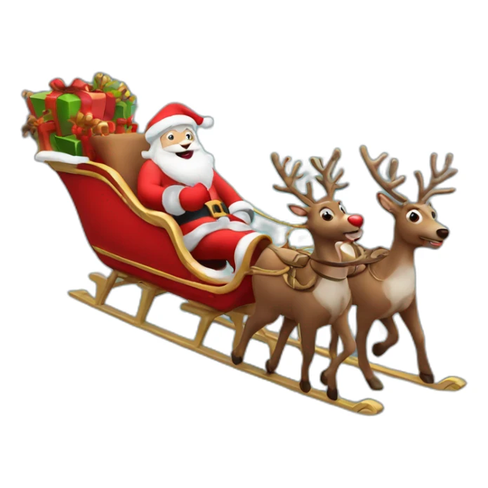 Santa Claus flies on a sleigh with reindeer sticker