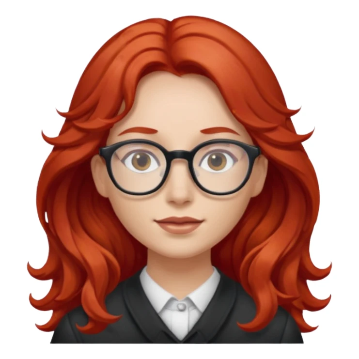 Peli roja rojo fuerte , con lentes pelo ondulado largo sticker