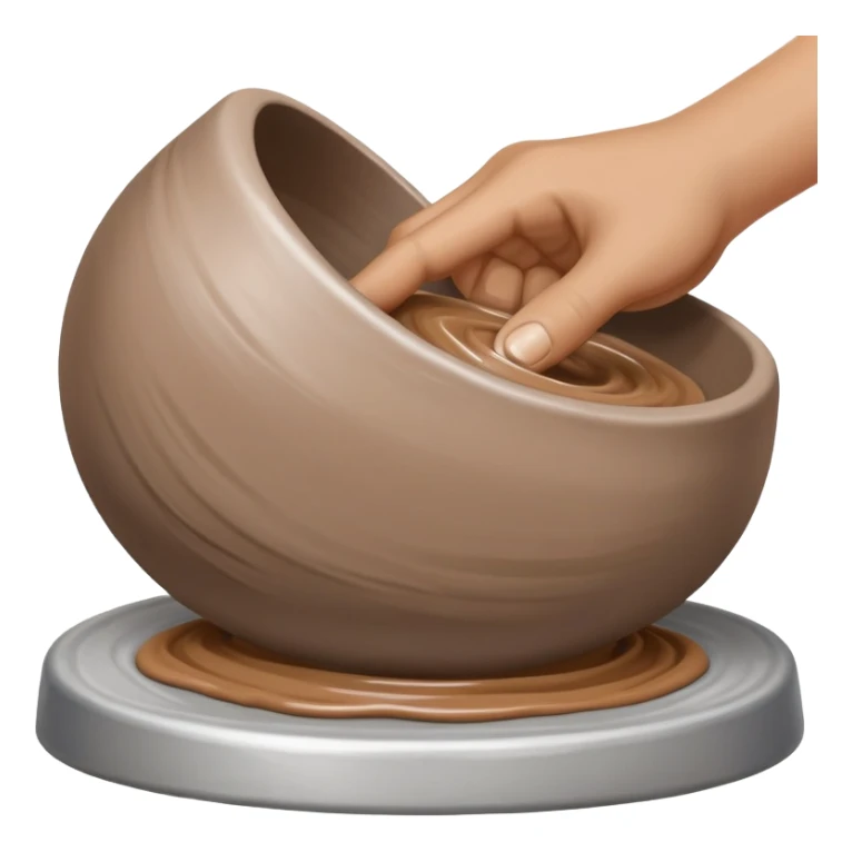 single hand scooping on the side of a blob of clay on a silver pottery wheel sticker