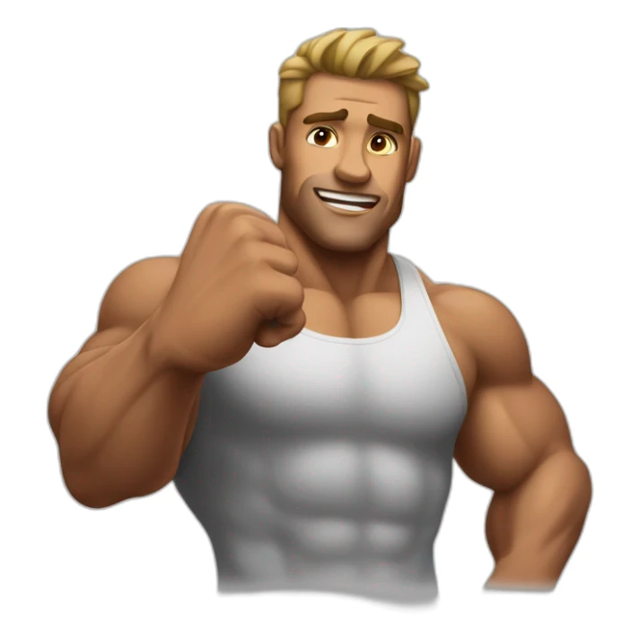 strong muscular male face running a finger along his jawline sticker