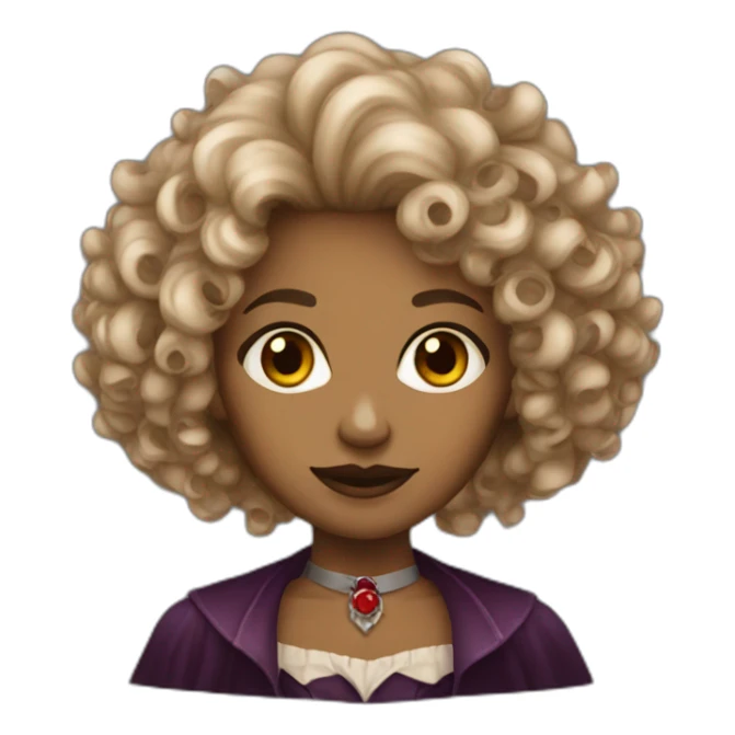 curly hair vampire lady medium skin tone sticker