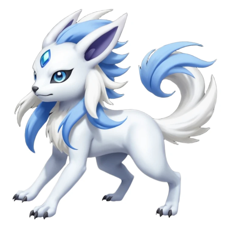 Garurumon-Meloetta-Renamon-Absol-fusion-hybrid-creature (full body) sticker