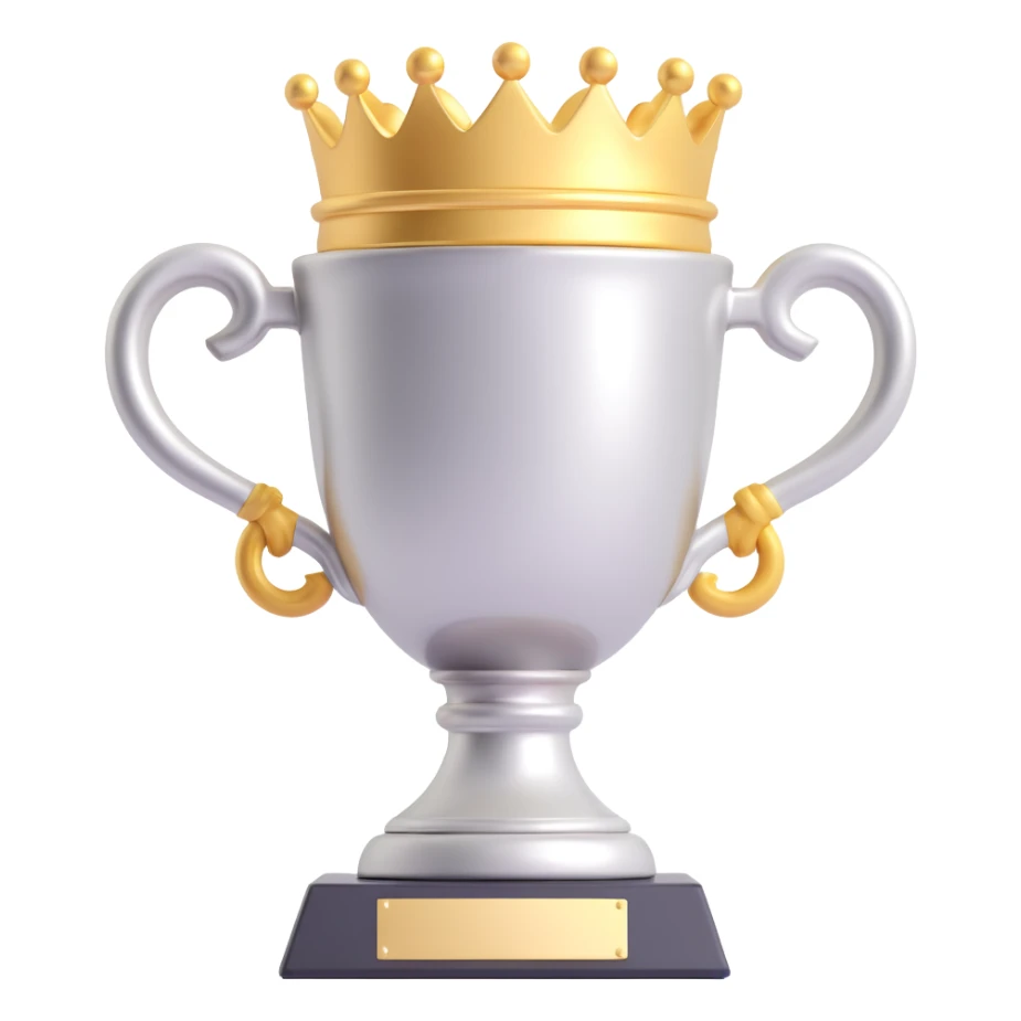 champion's league trophy, simplified, cartoon style, big handles, silver color, clean look, no text sticker