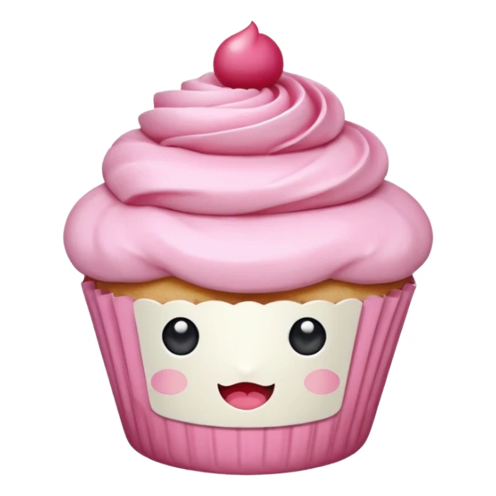 **“Kawaii pembe cupcake, üstünde fiyonk, pastel tonlar, sticker