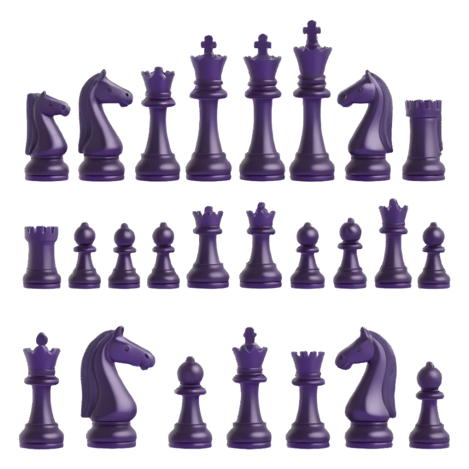 full chess set, all pieces in black, shiny, modern look, no text sticker