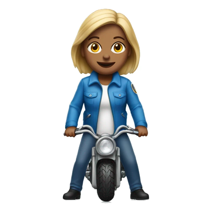 EMOJI DE MULHER CLARA, EM MOTO AZUL FRONTAL sticker