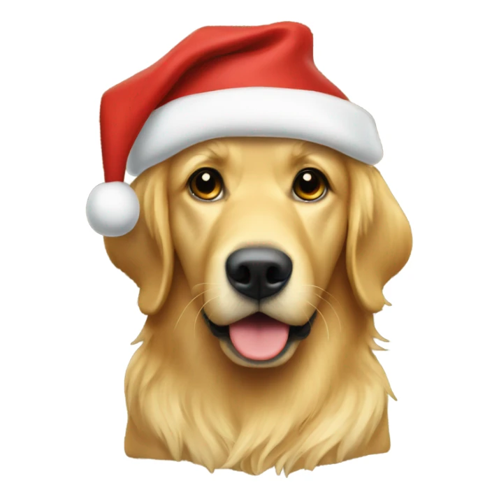 À golden retreiver with a christmas hat sticker
