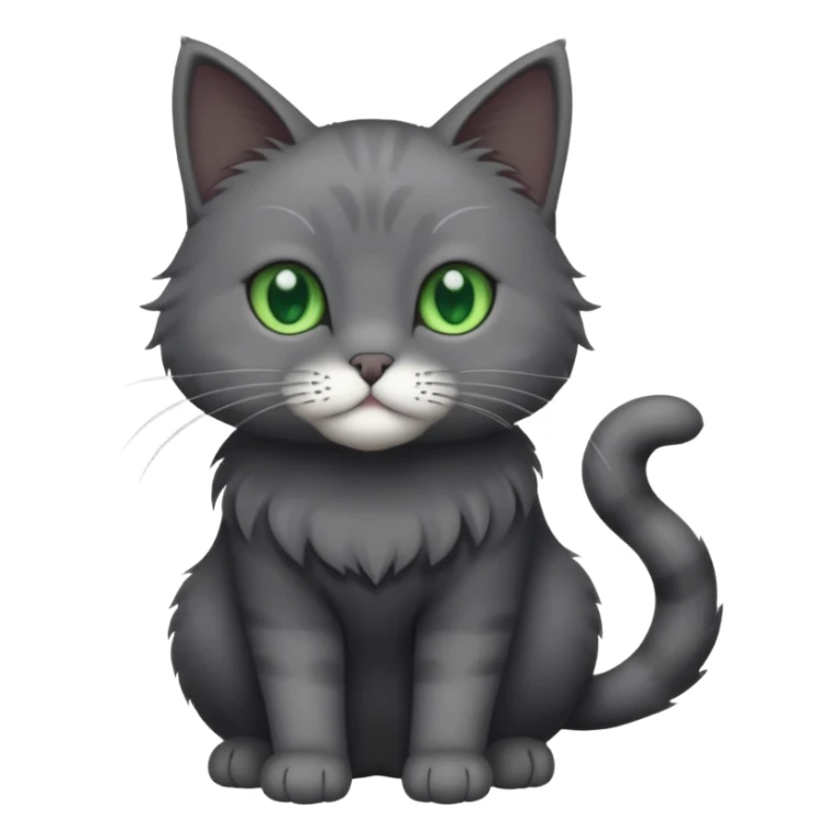 full body solid dark grey cat with green eyes, white paws and white whiskers sticker