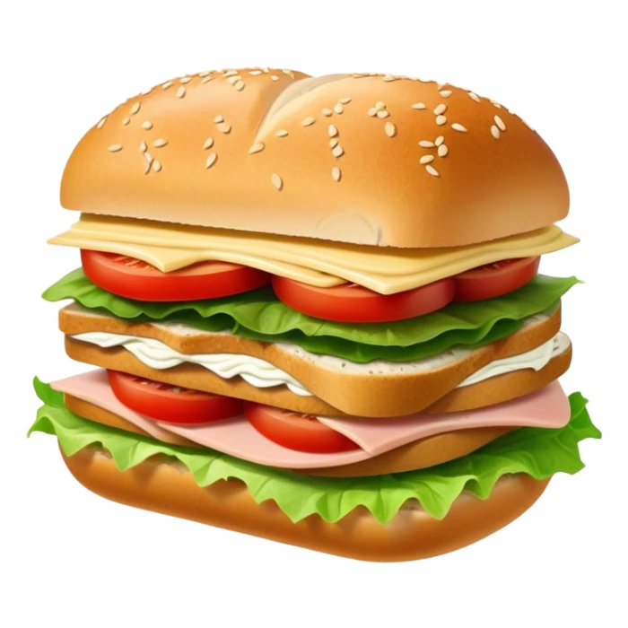 sandwich with turkey, lettuce, pickles, mayonnaise, and tomatoes side view sticker