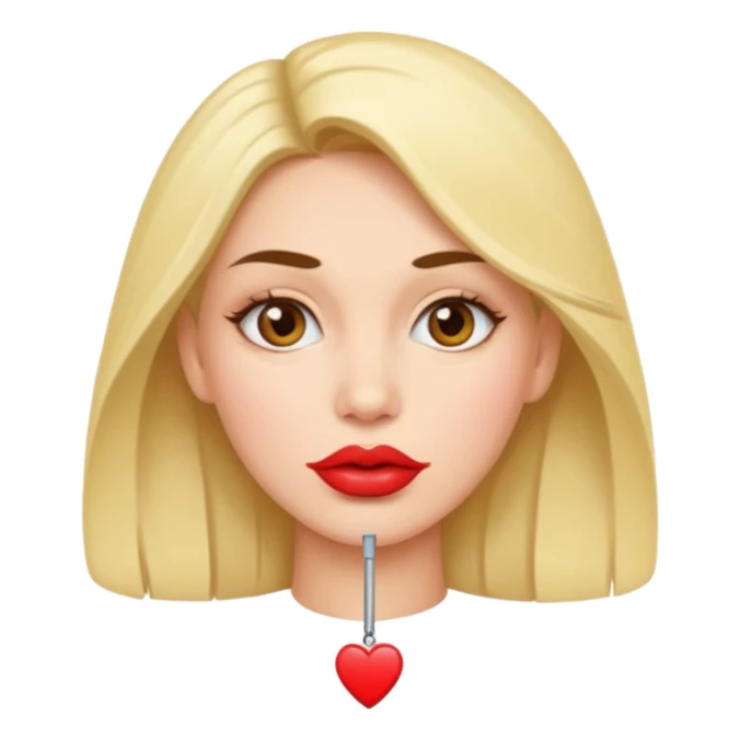 woman having pin on the lips sticker