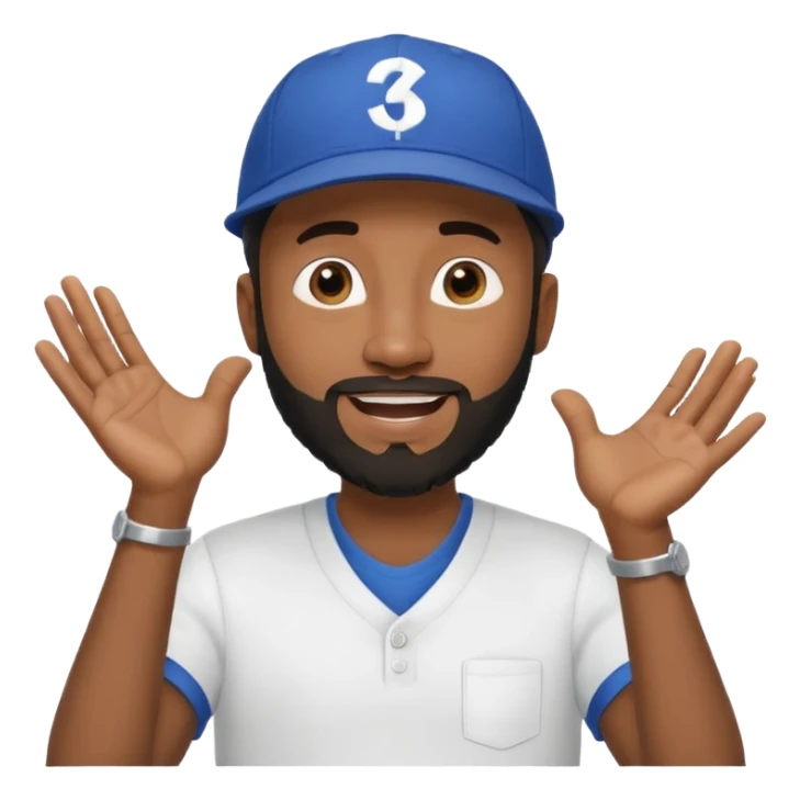 BLACK MAN WITH LOW CUT BEARD AND A BALL CAP SAYING WHO CARES?! MOTIONING HANDS  sticker