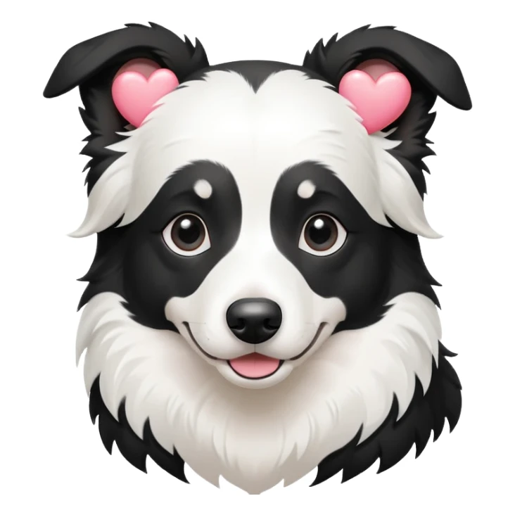 Black and white Border collie with white hearts sticker