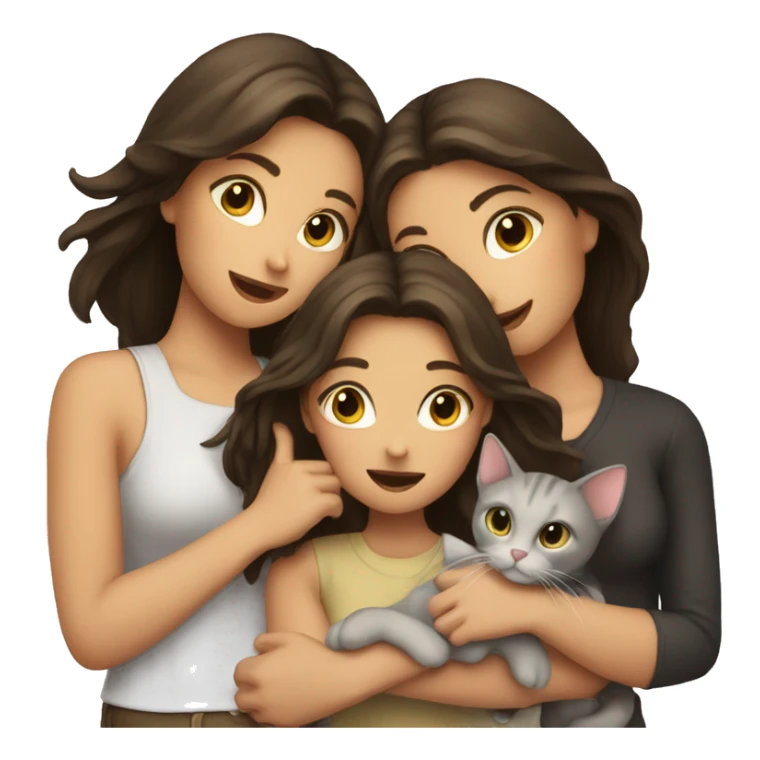 Two brunette girls and two cats in hands sticker