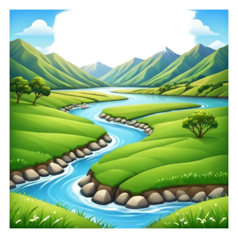 new zealand summer valley with a river and sunshine sticker