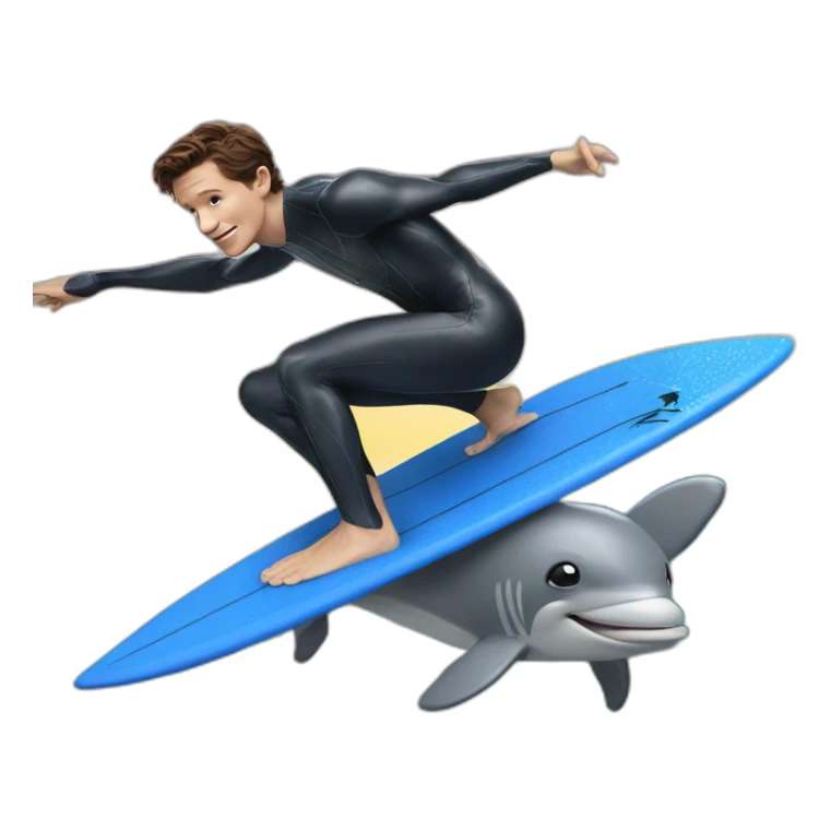 Tom Holland surfing on a dolphin sticker