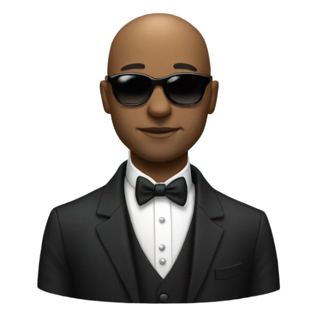 Black bald man with sunglasses in tuxedo  sticker