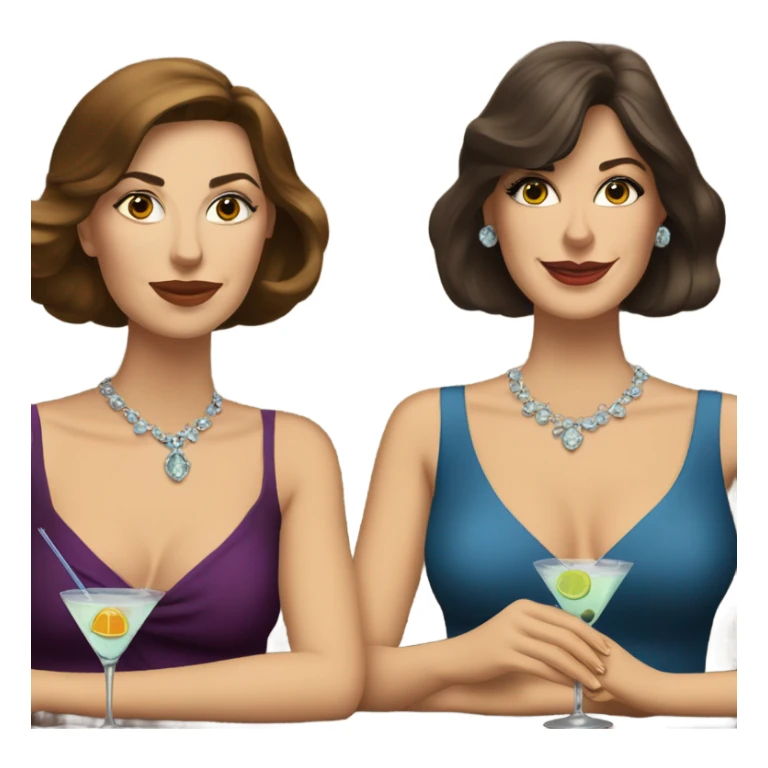 rich caucasian women two friends sipping martinis brunettes sticker