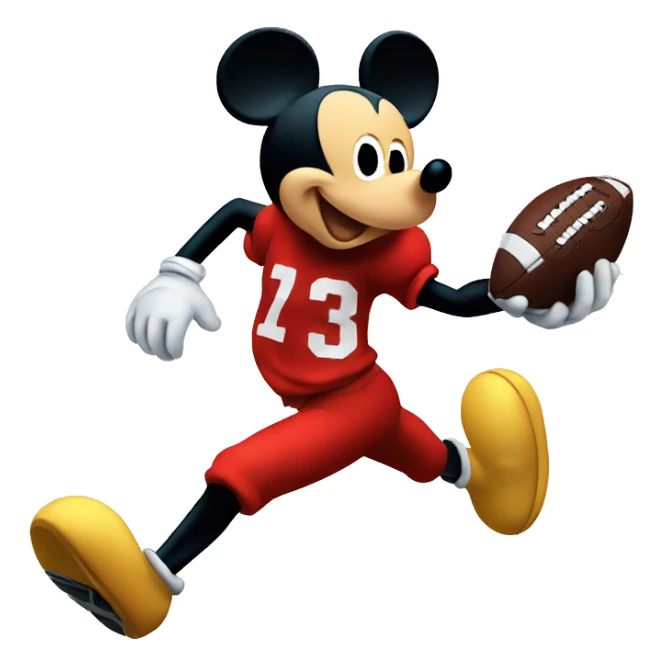 Mickey Mouse running with a football in his hand sticker