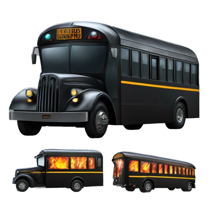 Darth Vader’s armored 1936 school bus with holographic horizontal flames  sticker