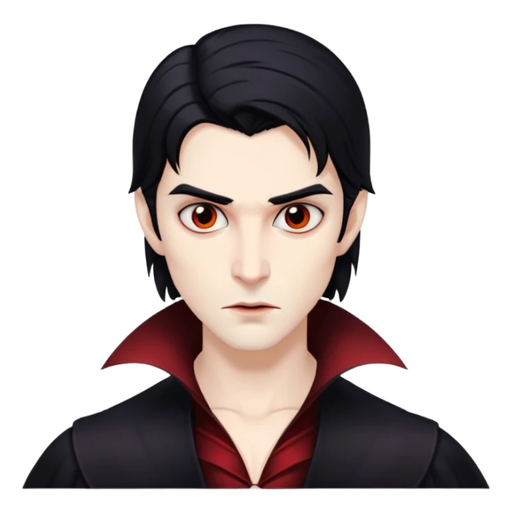 Faça uma vampira de cabelos pretos médios e olhos castanhos e olhos marcantes sticker