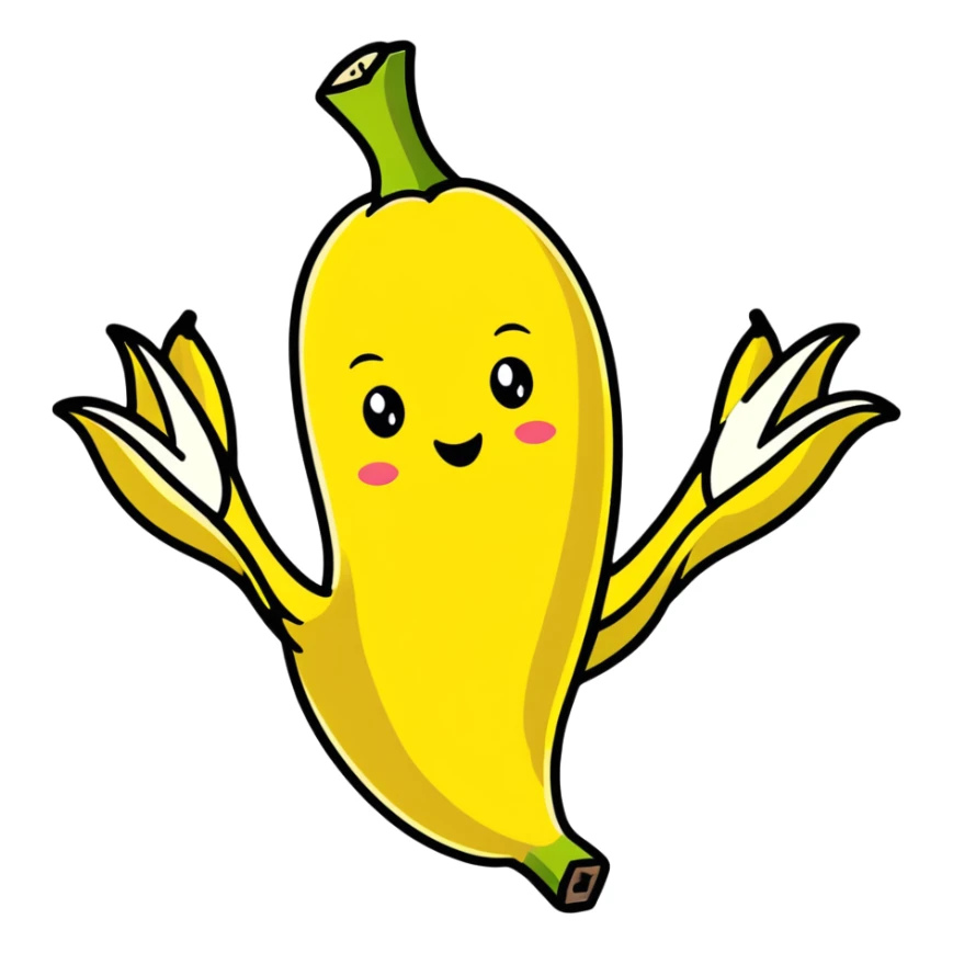 peeled banana with two hands forming a heart shape around it sticker