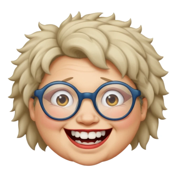 short fat lady with glasses ,crooked teeth and crazt hair sticker