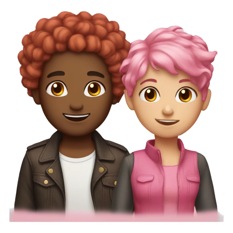 besties pink hair and brown haur sticker