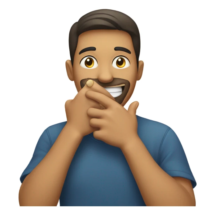 Hand over mouth as in smile sticker