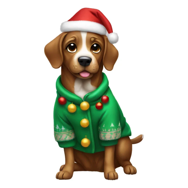 Dog wearing a christmas coat sticker
