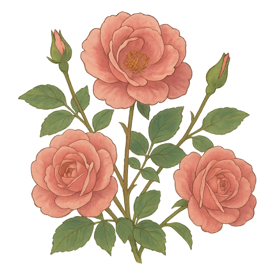 realistic ghibli style roses, no background sticker