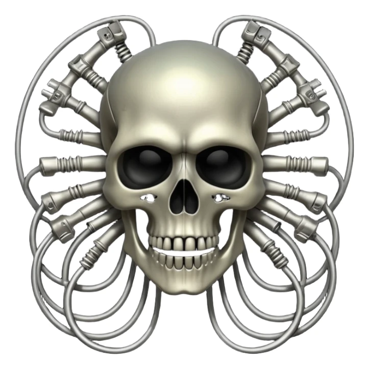 network of wires and skulls, undead biomechanical, Giger style sticker