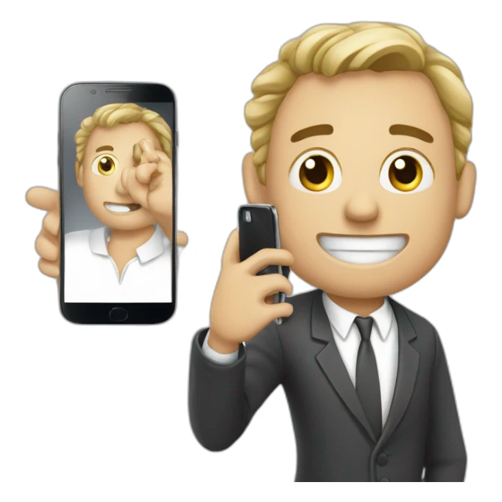 Rich person closing 6000€ deals with his phone sticker