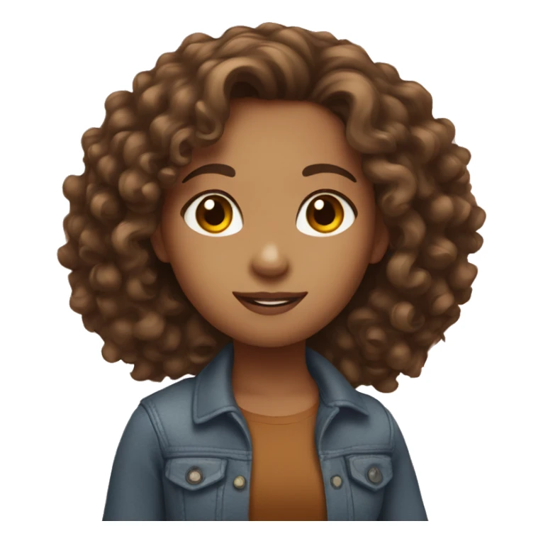 girl with long brown curly hair and brown eyes sticker