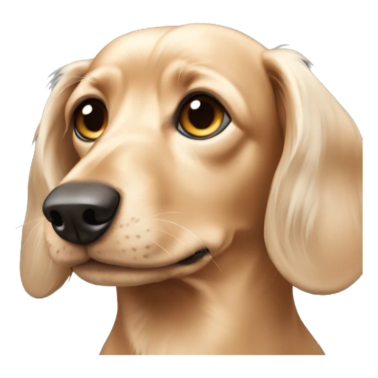 Dachshund cream long haired with one blue eye and one brown eye   sticker