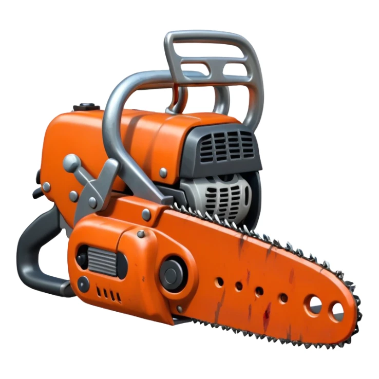 creepy Chainsaw, cartoon horror emoji, no background sticker