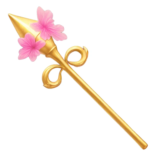 Golden wand with floral pattern on it and pink fairy dust around it  sticker