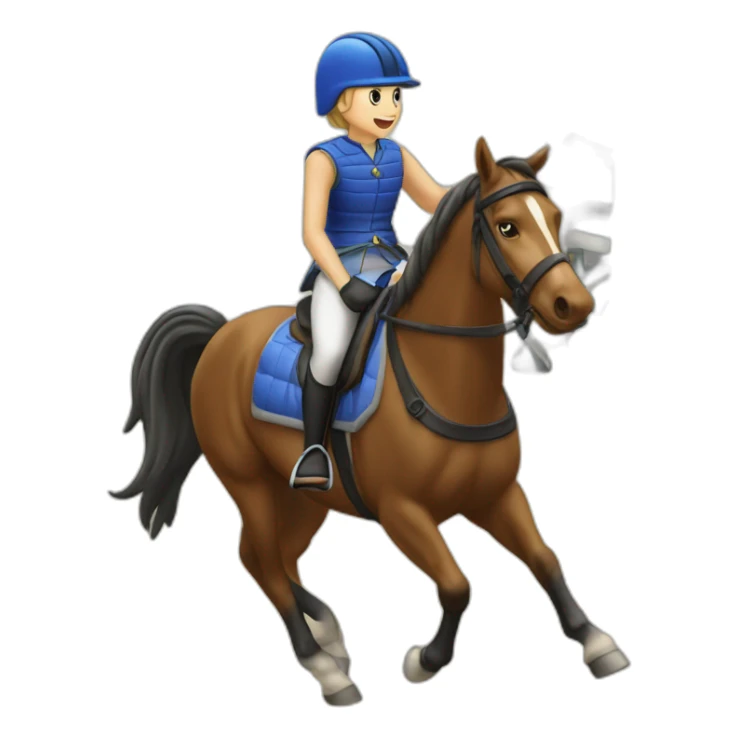 Cheval sui saute un obstacle avec sa cavaliére sticker