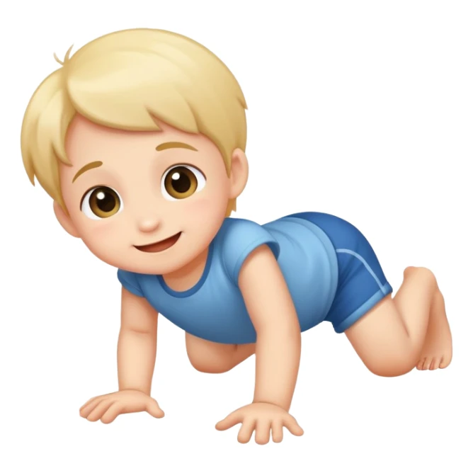cheerful and cute child crawling on hands and knees sticker