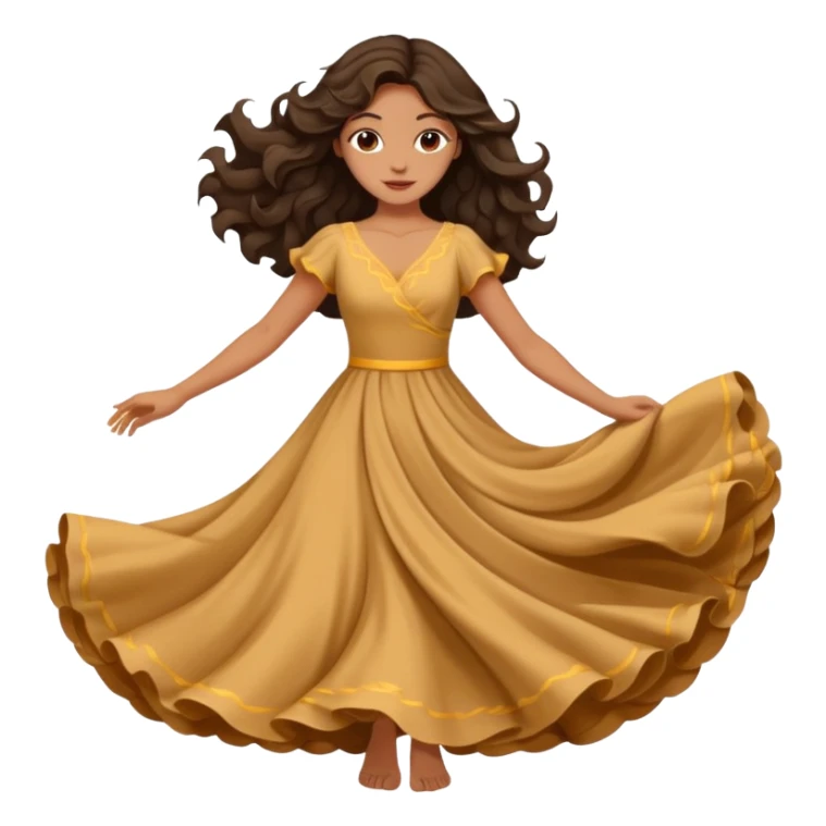 Long dark wavy hair women twirling around sticker