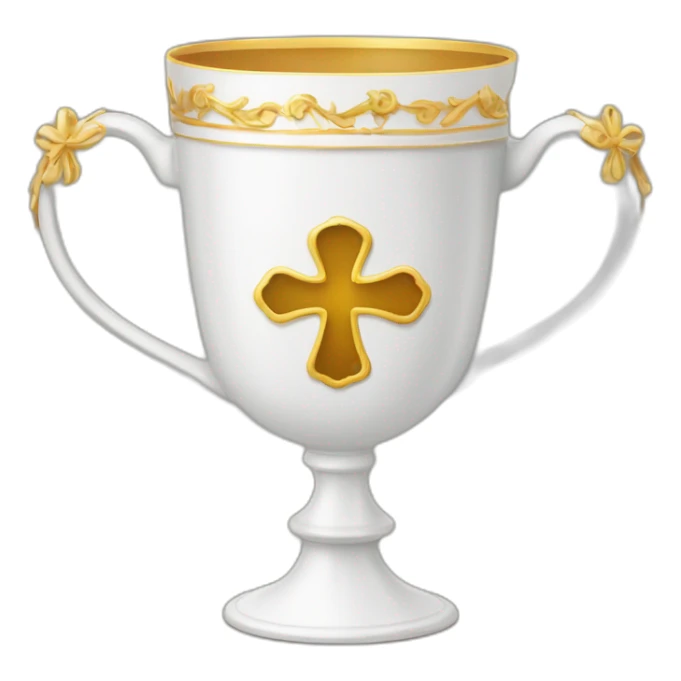 royal empty Christian cup for the winner with a cross sticker
