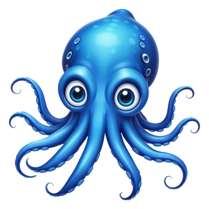 Vibrant blue squid with big eyes and tentacles sticker