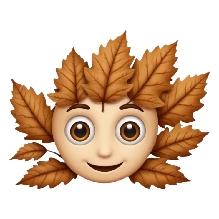 comic dryleaf with eyes and a smile in brown sticker