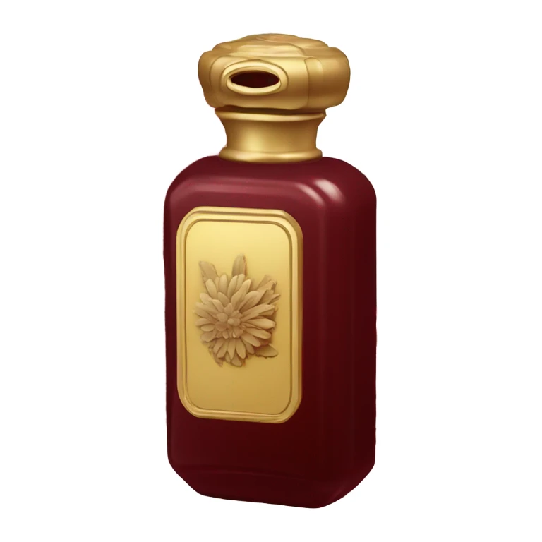 Dark red vintage French style perfume bottle with red asters sticker