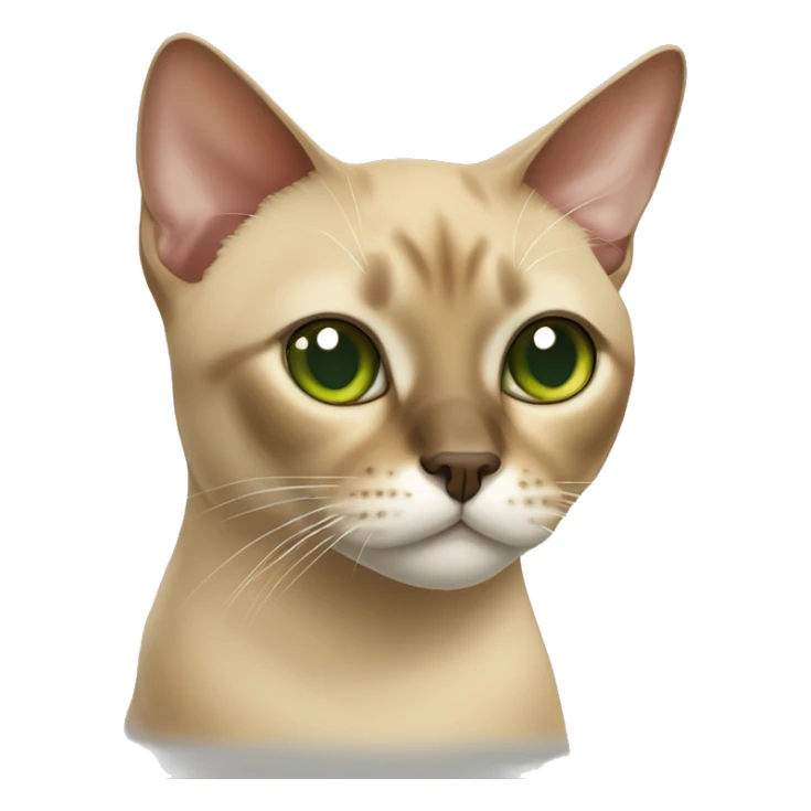 Sandy-colored Burmese cat with white and red spots on the nose with green eyes sticker