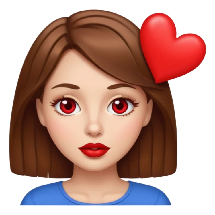 brownhaired woman with red lips and hearts in eyes sticker