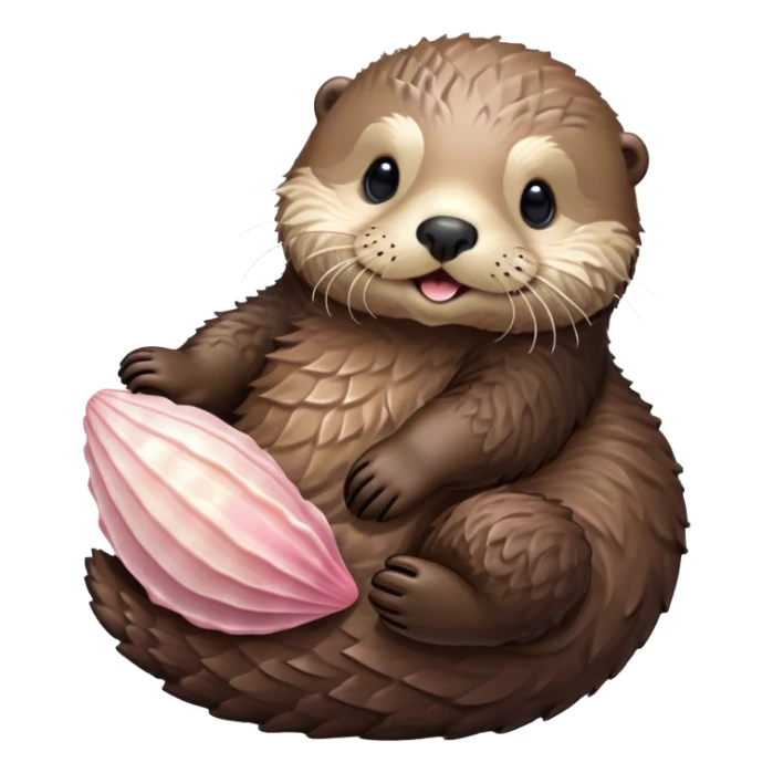 Detailed sea otter on its back with light pink seashell  sticker
