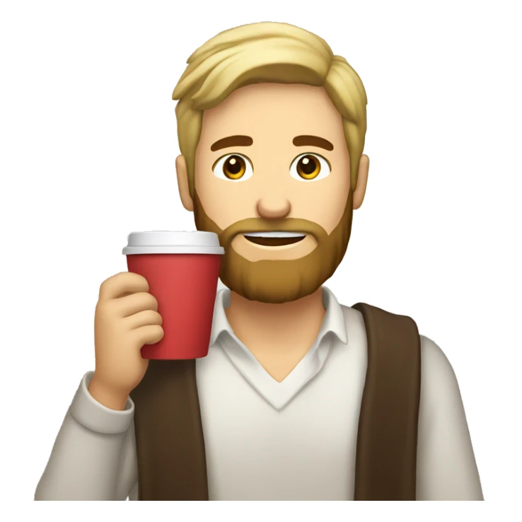 australian male with blond brown hair beard scarf drinking coffee sticker
