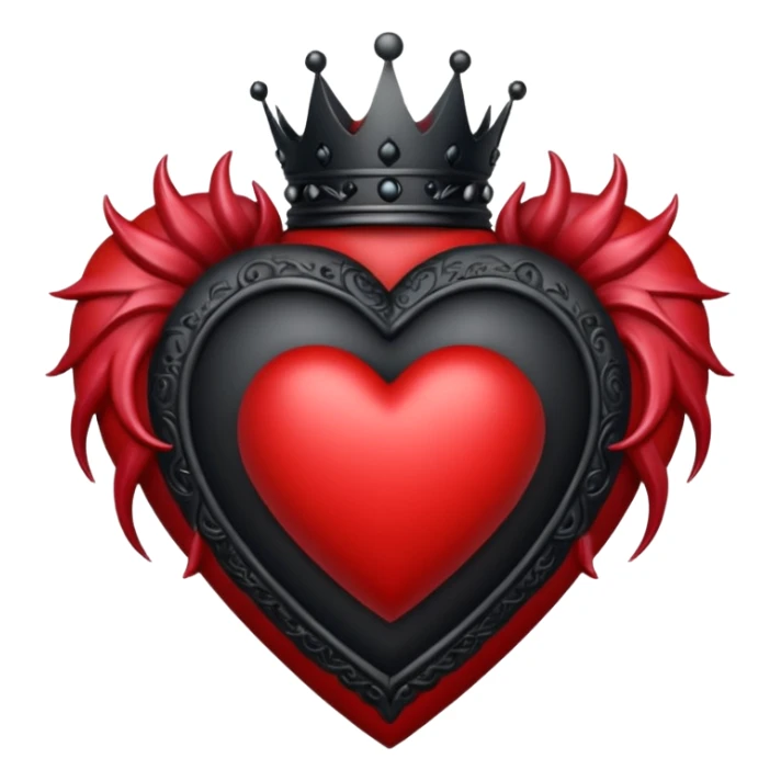 realistic gothic heart with a black crown sticker