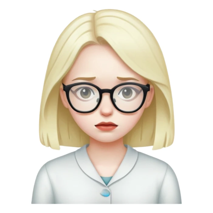 Pale girl with glasses sick sticker