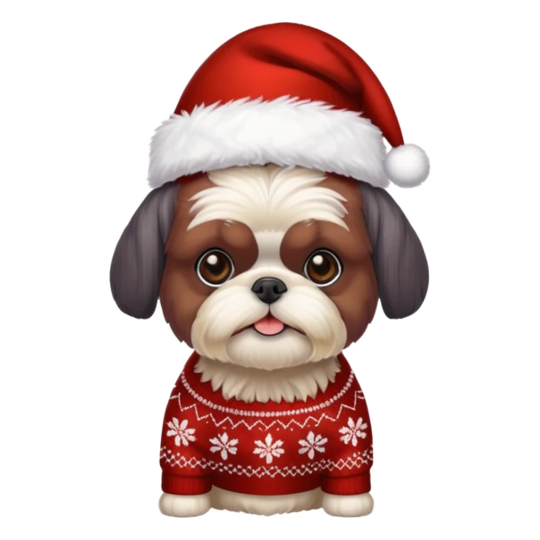 Small all OVER dark grey faced shih tzu christmas sweater hat sticker